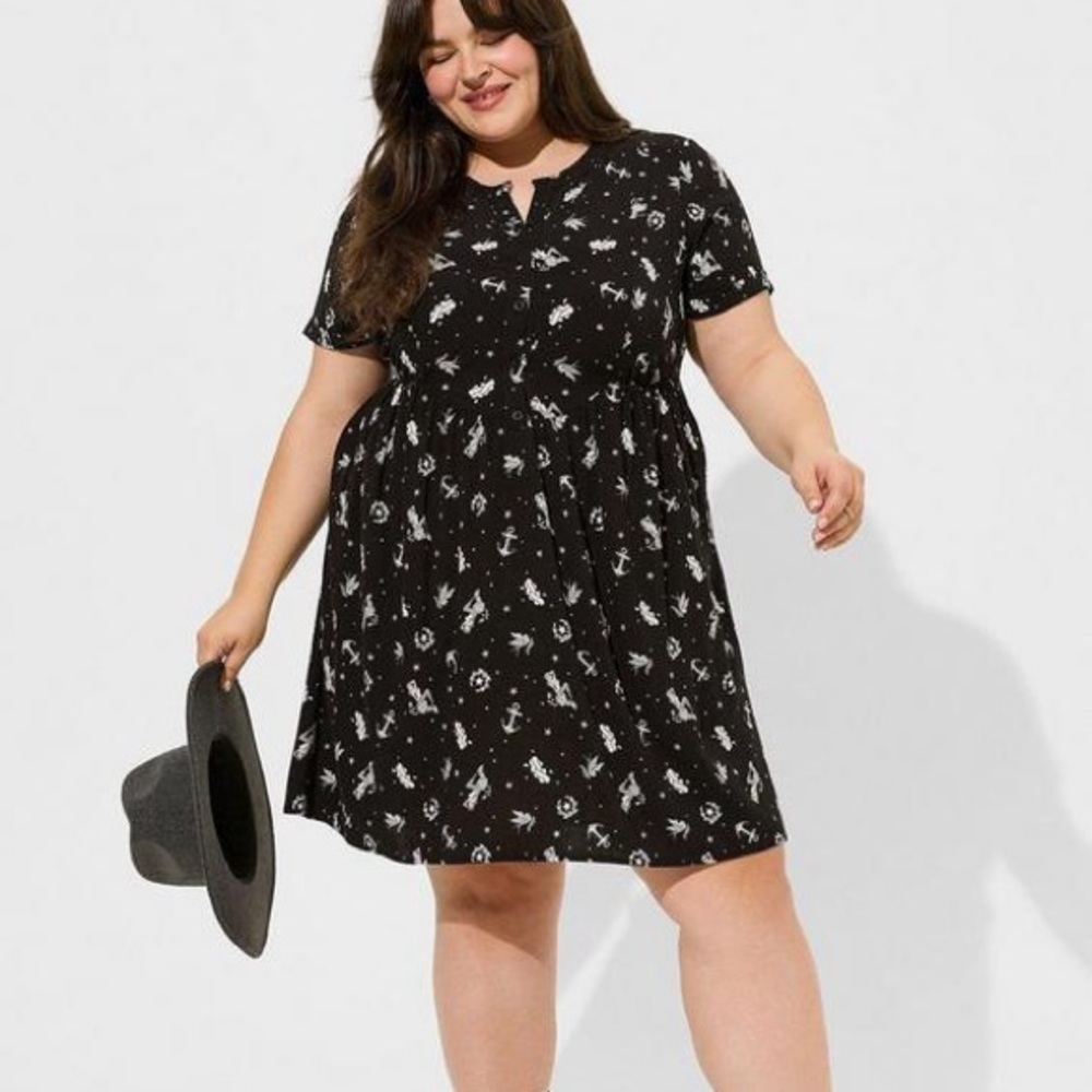 Torrid Black and White Tattoo Print Mini Dress